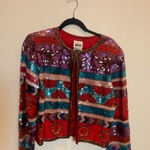 Leslie Fay Multicolor Sequin Blazer